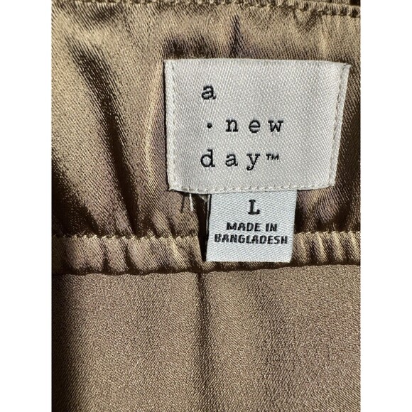 A New Day Target Women Satin Midi Skirt Gold Holiday Party Cocktail Size Large - Picture 5 of 7